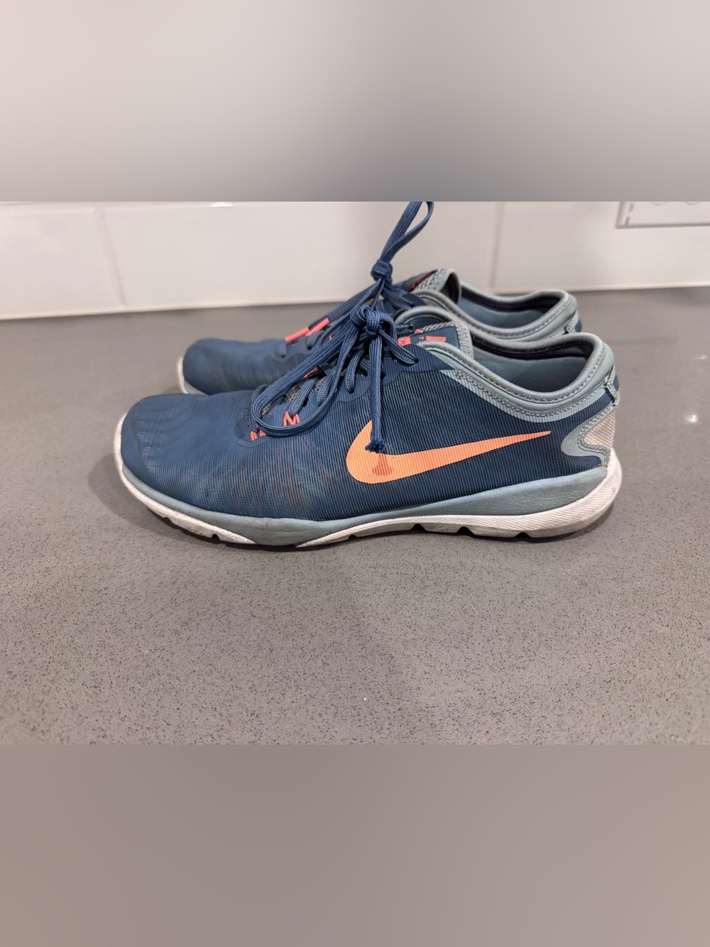 Nike Women’s Navy Athletic Shoes with Coral Swoosh